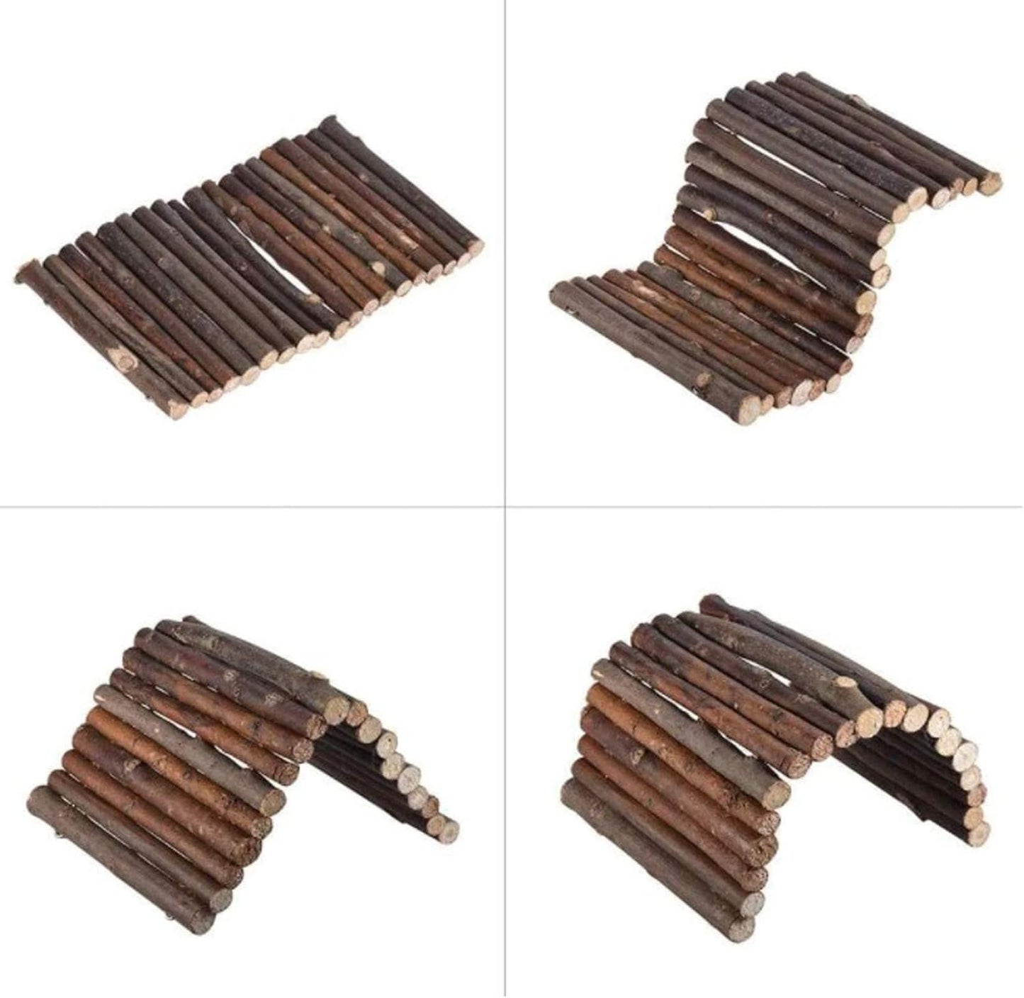 Hamiledyi 2 PCS Extra Large Wooden Reptile Hideout Bearded Dragon Bendy Bridge Climbing Ladder Hiding Hut Reptiles Hide Cave Habitat Decor for Lizards Gecko Spiders Snakes Tortoise(20" x 11.8")