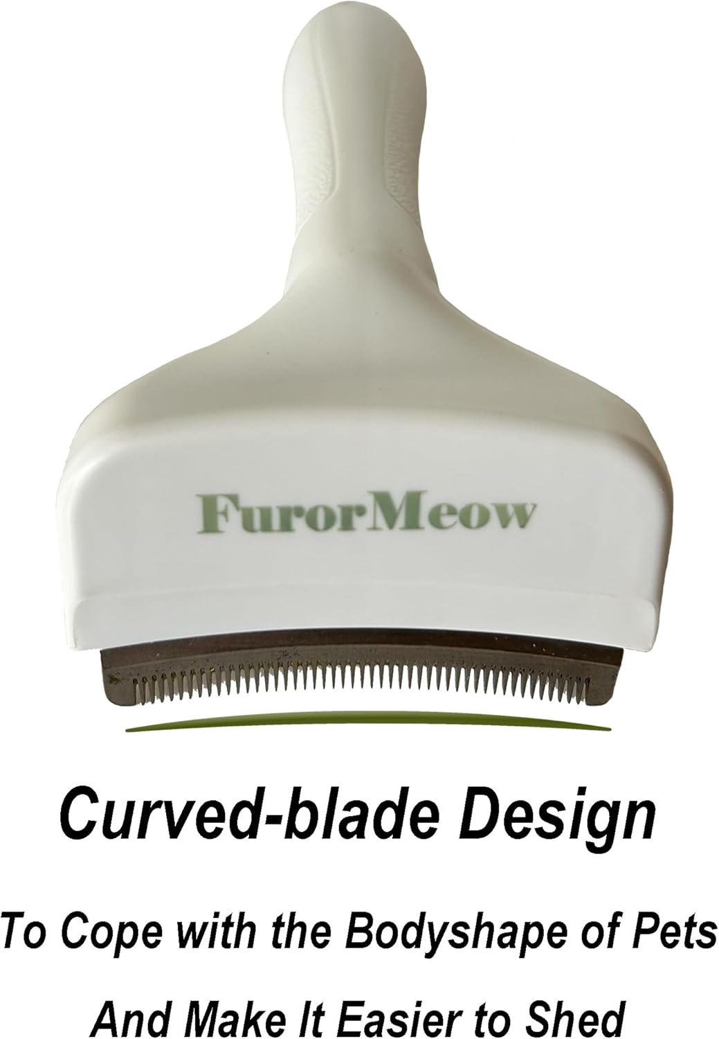 Pet Deshedding Tool with Curve Blade, Cat Grooming Brush, Tight V-shaped Teeth Shedding Comb for Cat and Small Dog (White, Small)