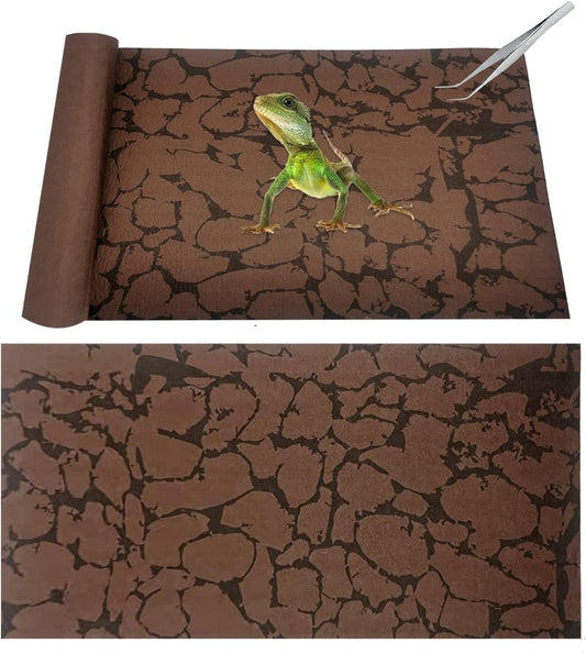 Tfwadmx Reptile Carpet Sand Mat for Bearded Dragon Terrarium Substrate Liner Brown Reversible Lizard Bedding Mats for Cage Leopard Gecko Tortoise Turtle Snake Chameleon with Tweezer 20"x 39"(2 Pcs)