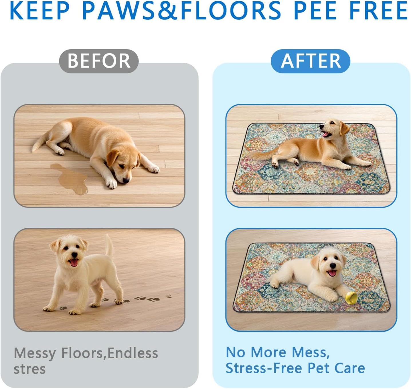 Washable Pee Pads for Dogs 2 Pack, Absorbent Reusable Puppy Pads Waterproof, Leakproof & Non-Slip Whelping Pad, Potty Training Pads for Dogs Playpen Mat 24x36