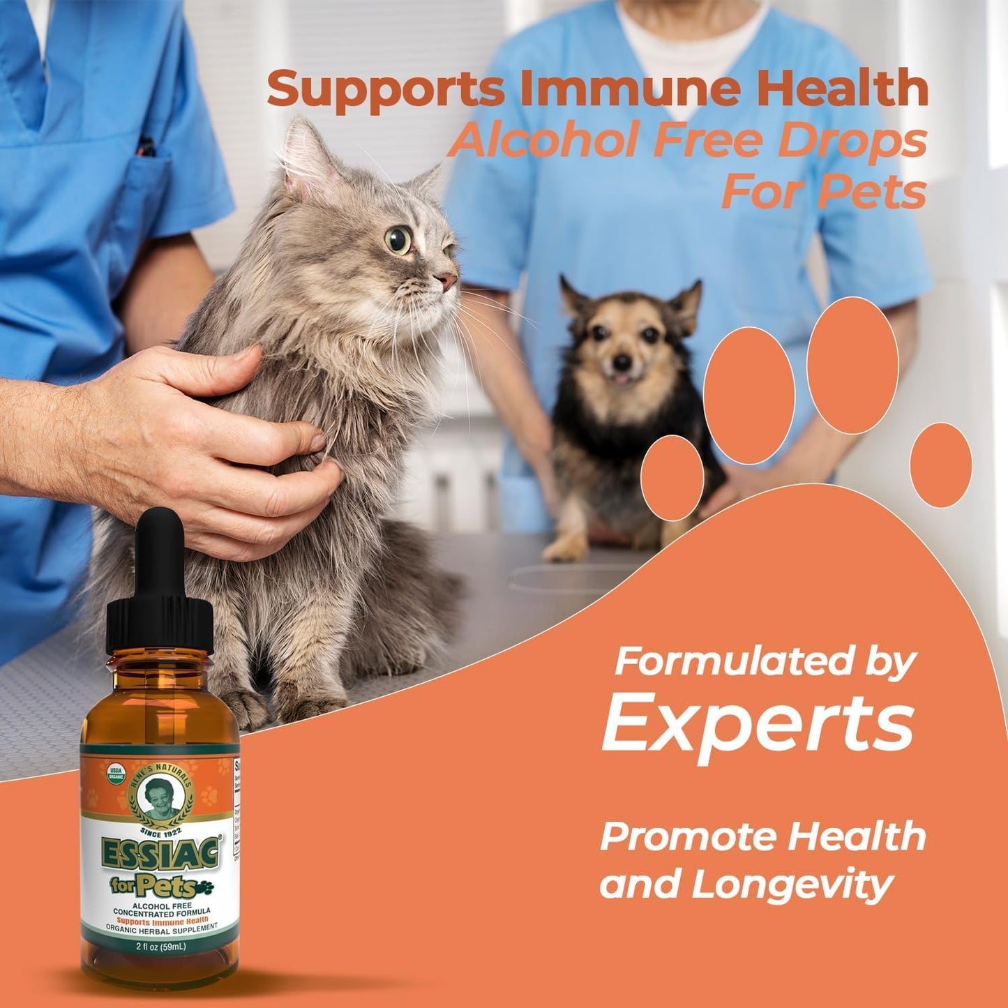 Essiac for Pets | USDA Organic | Daily Drops for Immune Support and Longevity | Pre-Measured Dropper | Alcohol Free Concentrated Formula | 2oz (59ml)