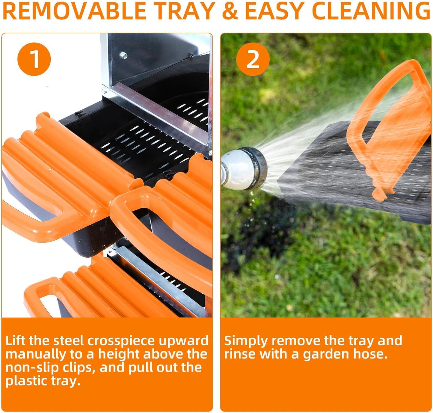 Chicken Nesting Boxes, 10 Hole Metal Chicken Laying Box with with Removable Trays and Roll Out Egg Collection for Chicken Coop, Orange