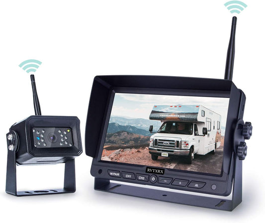 Digital Wireless Backup Camera Kit, 7 Inch Display and 720P HD Resolution, Wide Angle Rear View Camera with Night Vision, 190ft Wireless Reverse Camera System Suitable for Truck, Motorhome, 5th Wheel