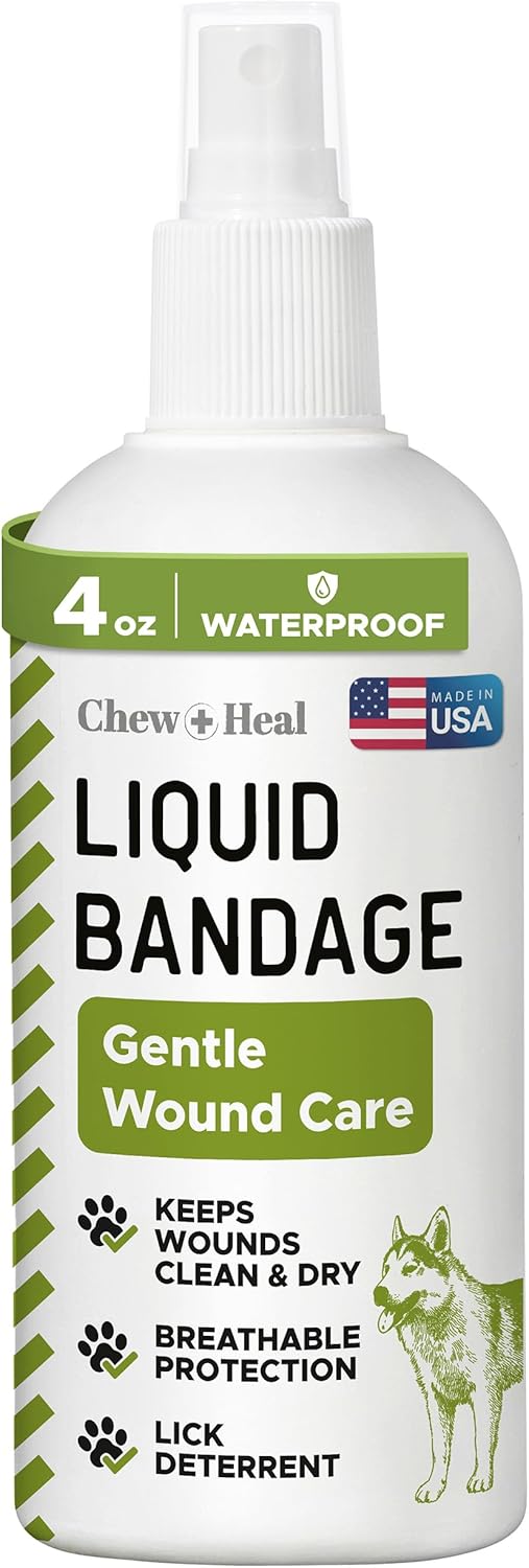 Pet Liquid Bandage for Dogs - 4 oz Spray with Aloe - Wound Care for Dogs Including Cuts, Scrapes, and Stitches - Breathable and Waterproof