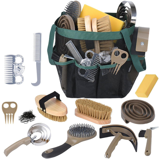 Horse Grooming Kit 13 Piece, Horse Brushes for Grooming Supplies Set with Organizer Bag, Horse Brush & Curry Comb for Effective Cleaning, Gift for Horses Riders Beginners