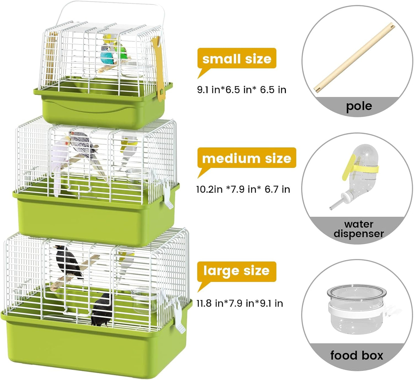 BAGHBPM Small Bird cage,Travel Cage for Birds and Small Animals, Parakeet cage,Bird Carrier Travel cage,Bird Travel cage, jaulas para pájaros,Green,(Size:S,M,L) (L)