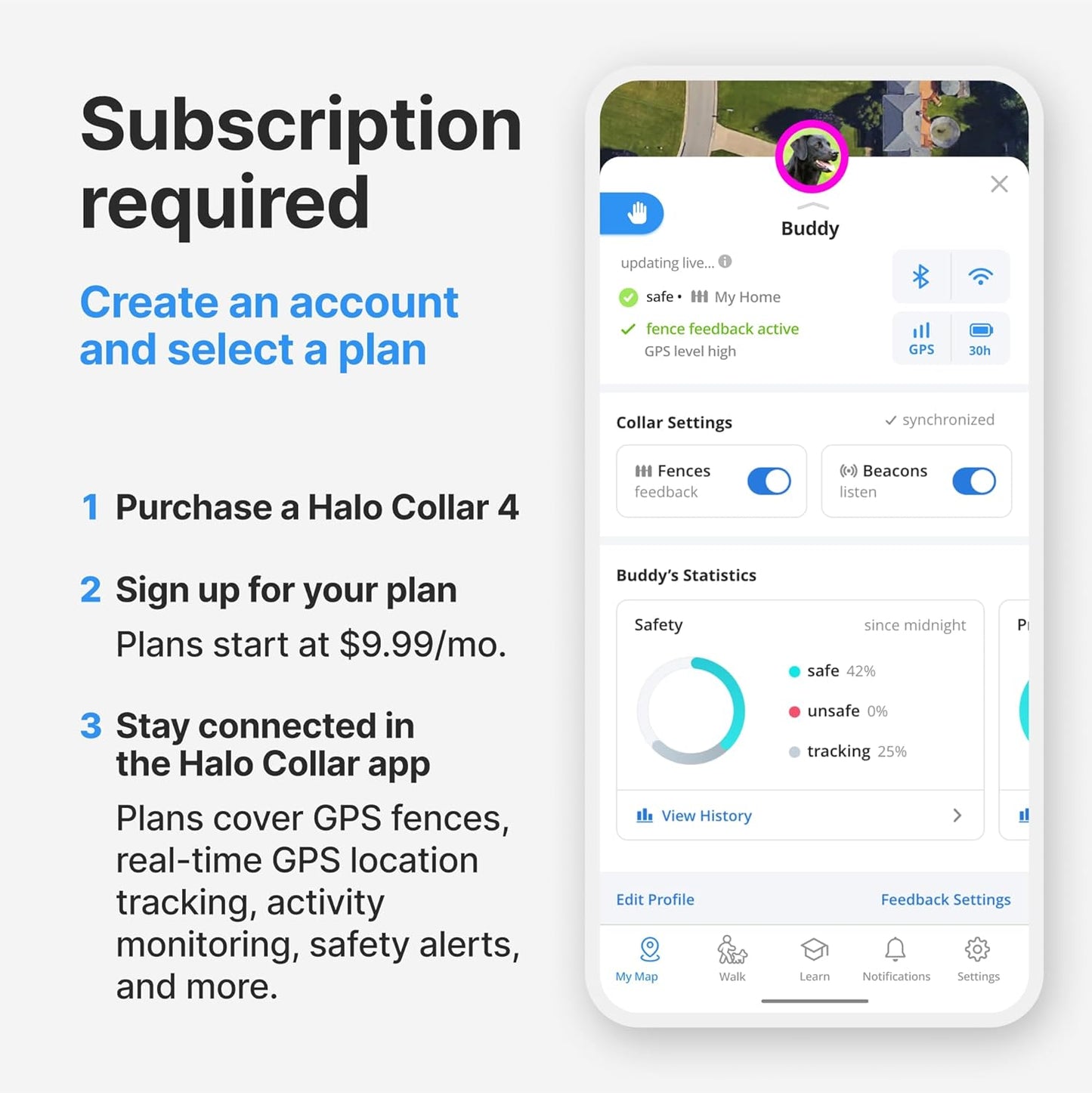 Halo Collar 4, All New GPS Wireless Dog Fence & Dog Training Collar with GPS Tracker, Subscription Required, Waterproof, One Size, Sunburst