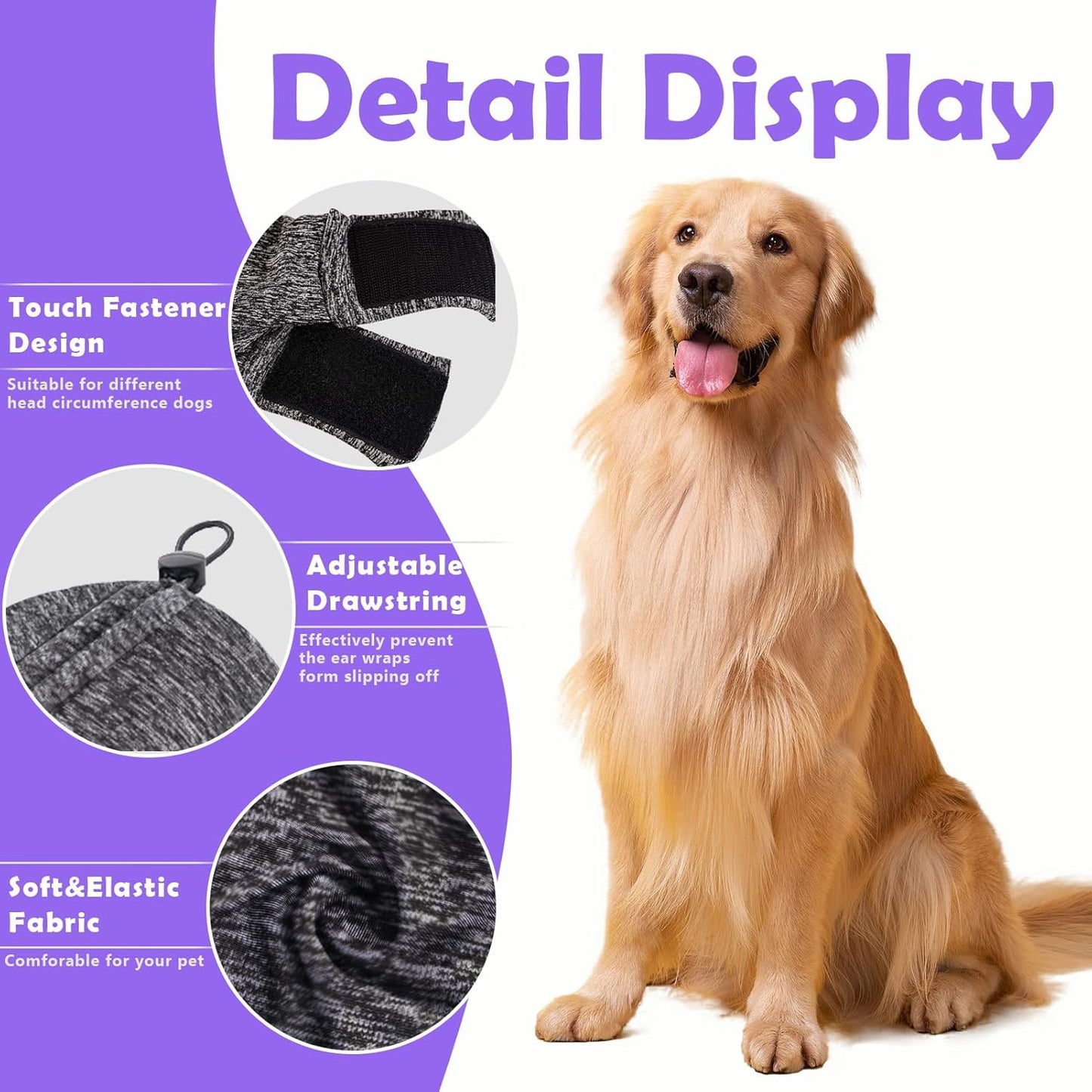 Dog Noise Cancelling Ear Muffs No Flap Ear Wraps for Dogs