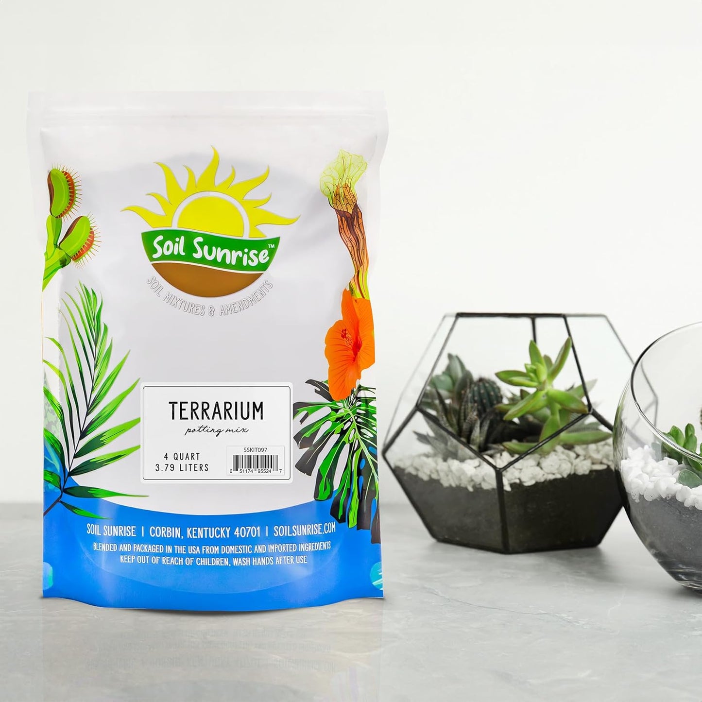 Terrarium Potting Soil Mix (4 Quarts), w/Blended Filtering Charcoal Custom Made for Terrariums