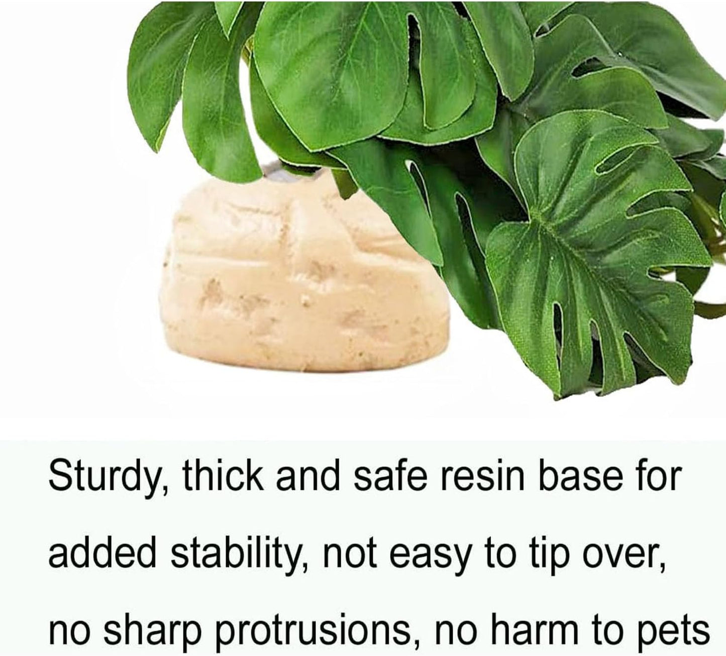Reptile Plants for Terrarium Decor,Amphibian Habitat Decor,Artificial Plants for Gecko Chameleon Snake Tortoise Tank Accessories with Base (Monstera deliciosa)