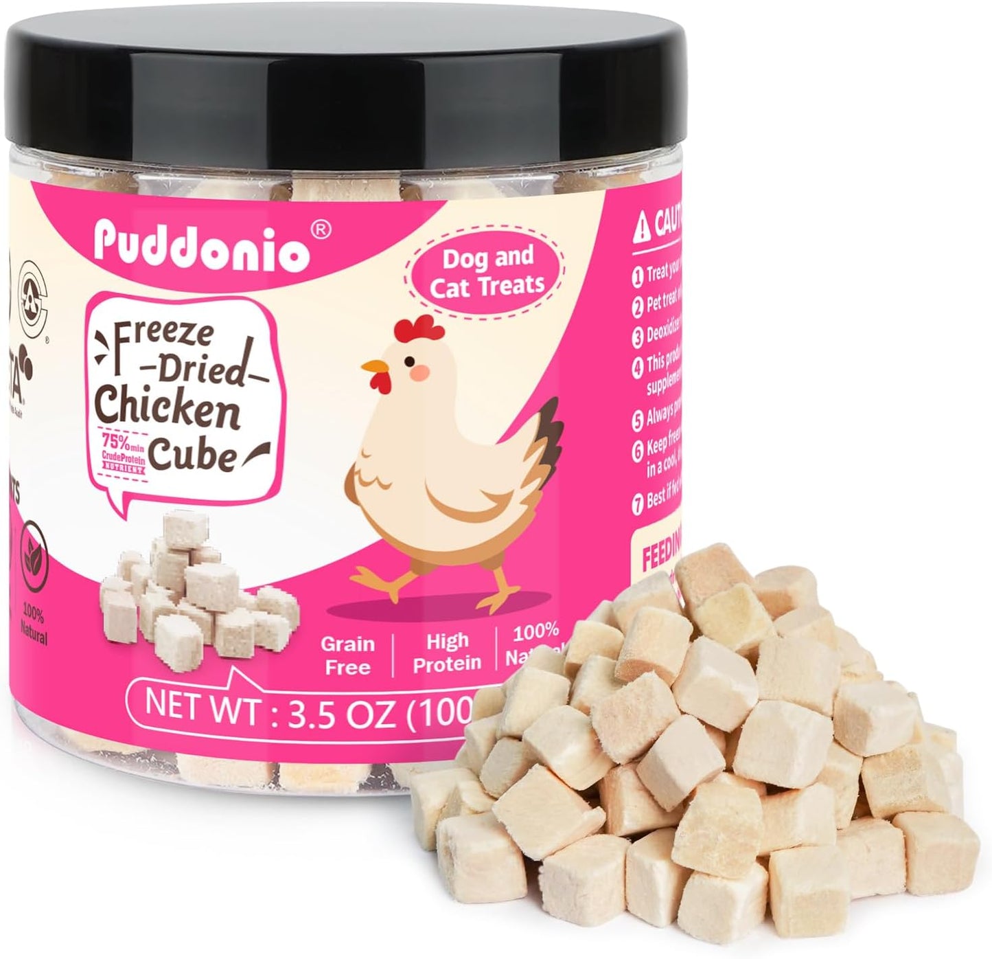 Freeze Dried Cats & Dogs Raw Treats, All Natural Single Ingredient Chicken Breast, High Protein Healthy Pet Training Treats or Food Topper, 3.5 oz