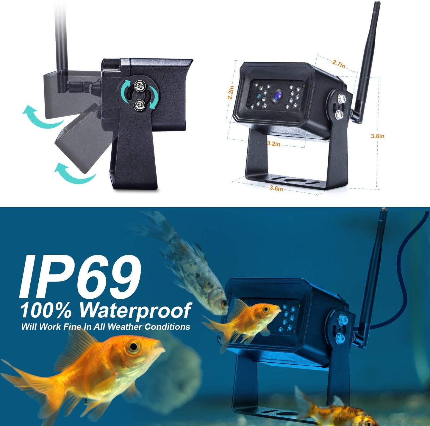 Digital Wireless Backup Camera Kit, 7 Inch Display and 720P HD Resolution, Wide Angle Rear View Camera with Night Vision, 190ft Wireless Reverse Camera System Suitable for Truck, Motorhome, 5th Wheel