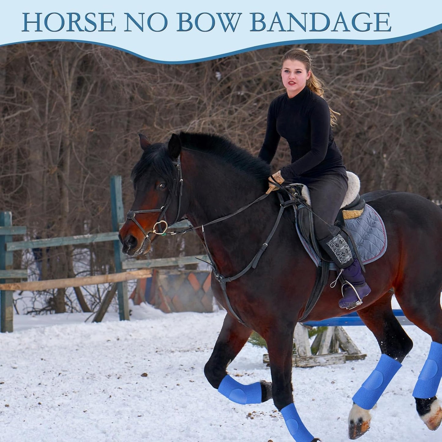 Set of 4 Horse No Bow Bandage 3D Contoured Standing Wrap Bandages Stable Nylon Horse Leg Wraps for Helping Prevent Horse from Tendon Damage and Keep Horses Clean and Safe (Dark Blue)