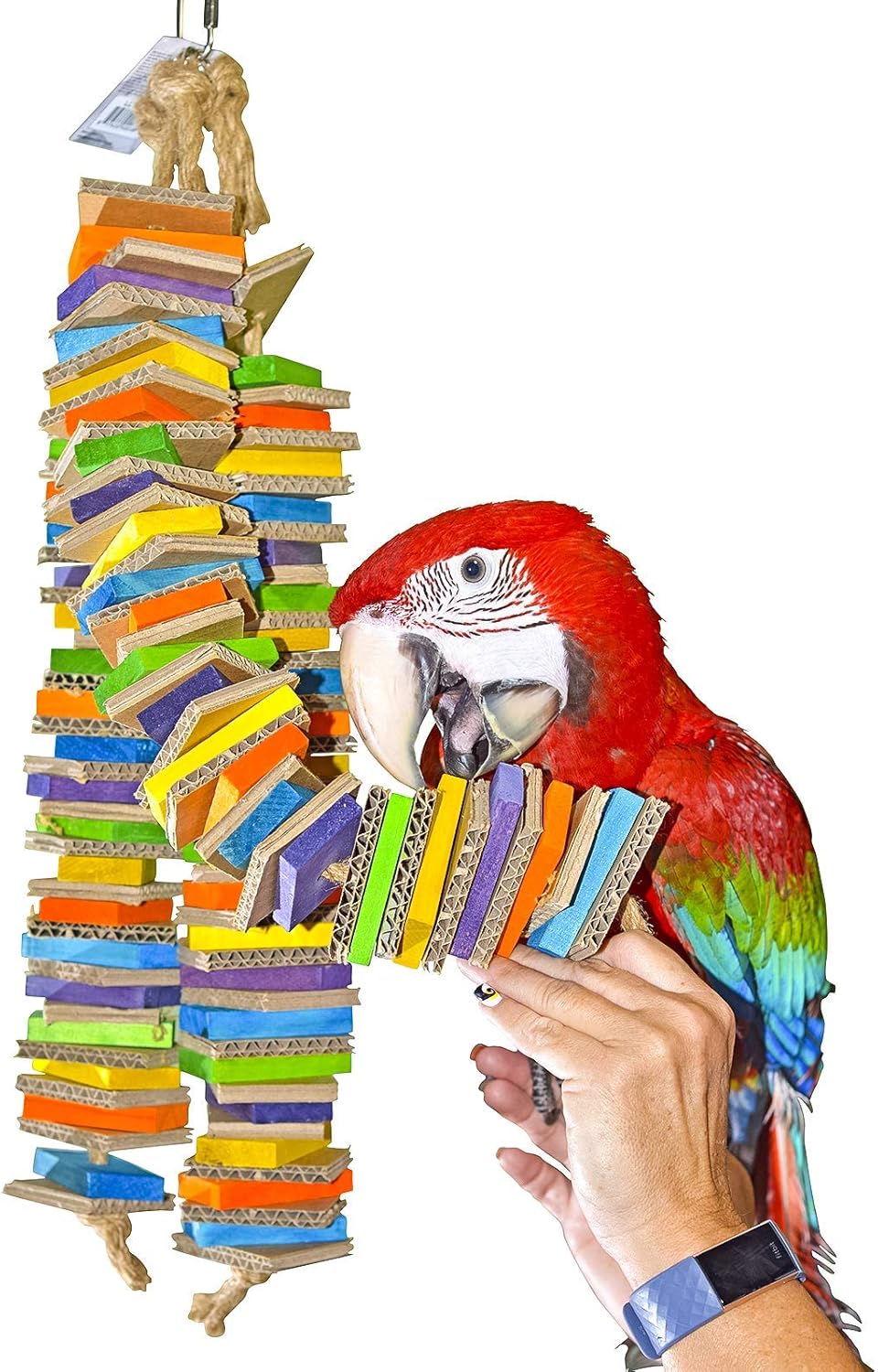 Birds LOVE Chew-Tastic Triple Tower of Shredded Fun Colorful Safe Lots of Wood to Chew - Large Bird Cage Toy for African Greys, Amazons, Eclectus, Cockatoos, Macaws and Similar Sized Birds