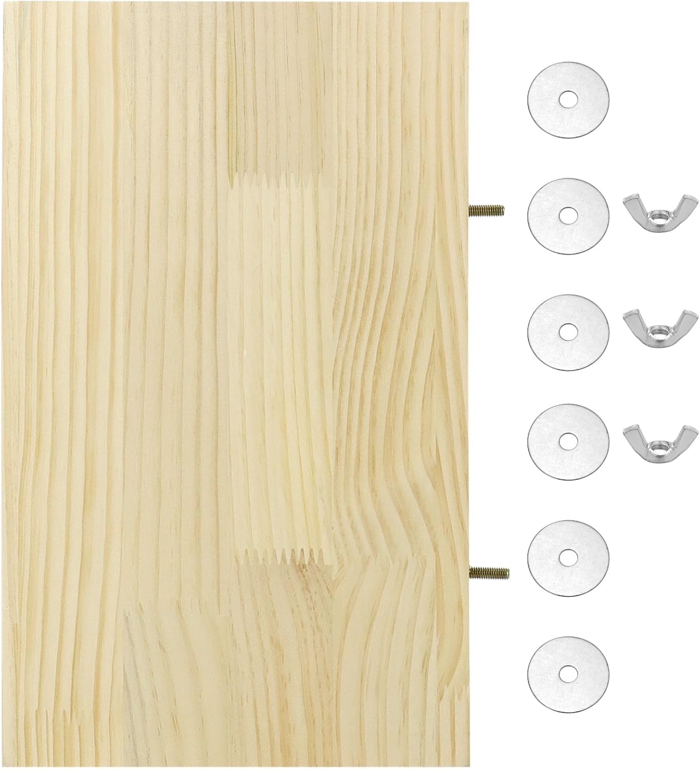 QWORK 13.6" x 7.9" Natural Wood Rectangle Stand for Bird Cages Suitable for Parakeets, Cockatiels, and Small Animals Easy Install with Stainless Steel Hardware 2 Pcs