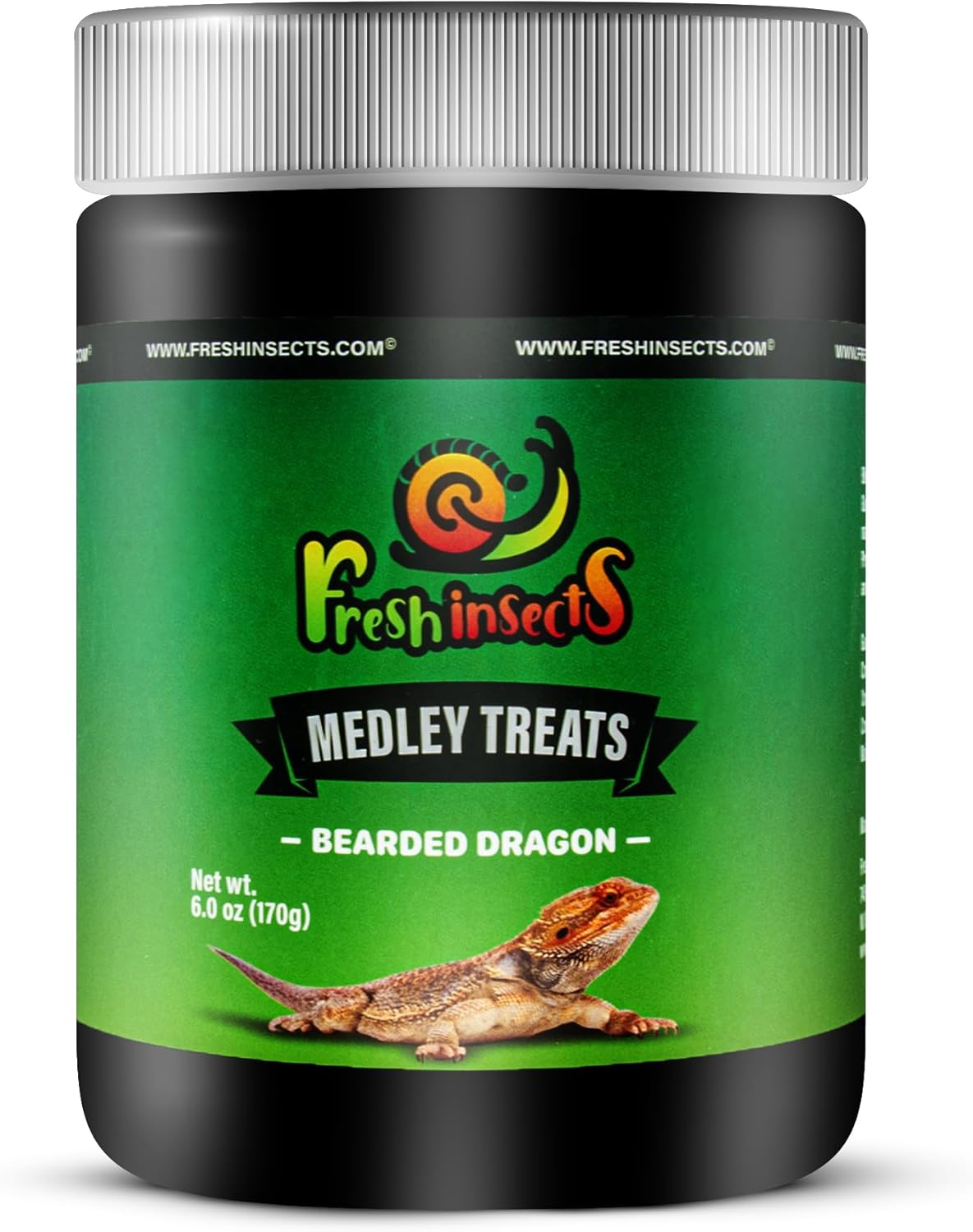 Medley Treat Bearded Dragon Food - Freeze Dried Mealworms, Grasshoppers, Crickets, Quality Tested, Vitamin & Calcium Enriched, Essential Proteins, Fats & Minerals - for Bearded Dragons, Reptiles 6 oz
