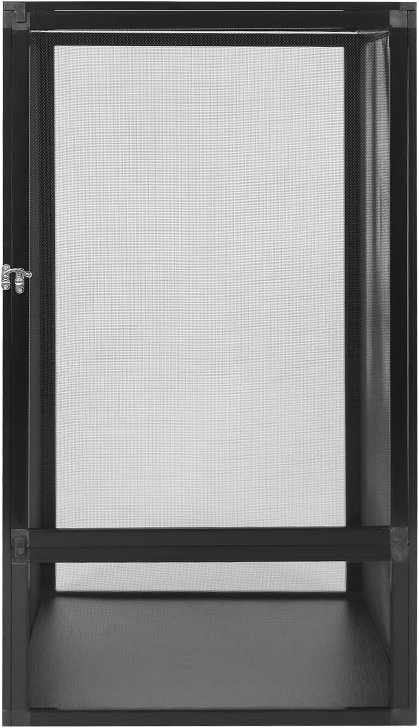 Micro Habitat Terrarium Enclosure Reptile Open Aluminum Screen Cage Black Large Reptiles Habitat Cage with Locking Latch for Small Tree Dwelling Reptiles, Amphibians, Spiders