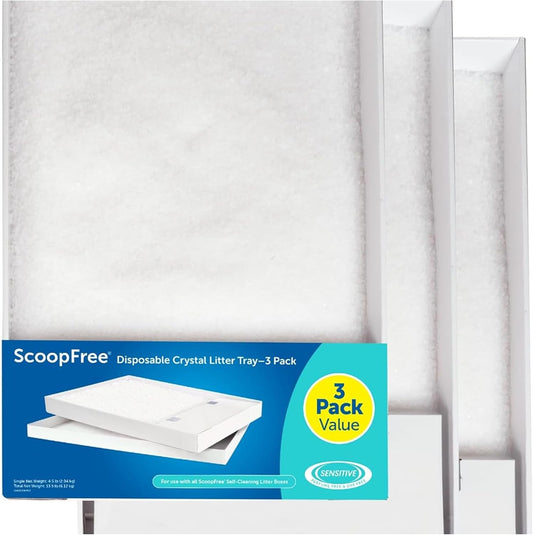 PetSafe ScoopFree Disposable Crystal Cat Litter Tray - Easy Cleaning Box - Refill Tray for Electric Litter Box - Fragrance Free - 4.3 lb Bags - 3 Pack