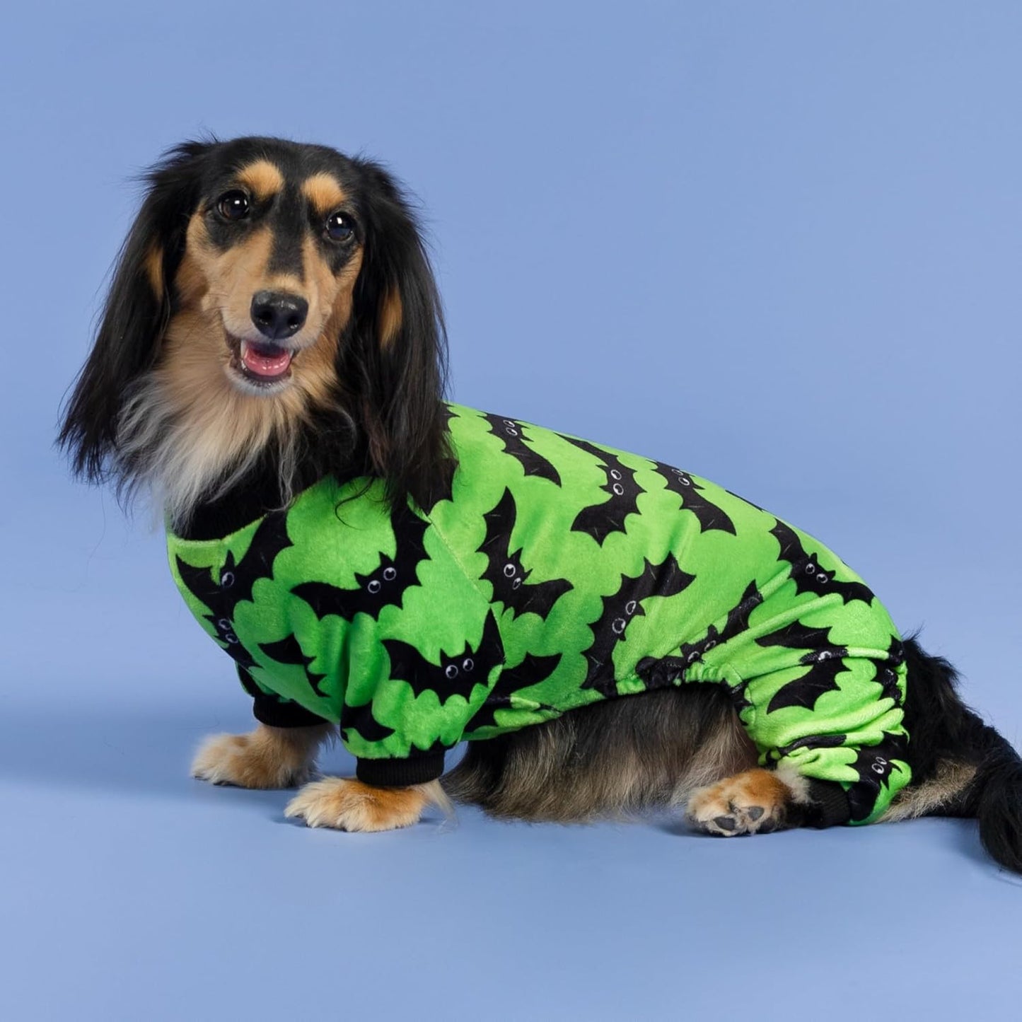 Fitwarm Halloween Bat Dog Pajamas, Funny Costumes for Small Dogs Boy Girl, Pet Outfit, Lime Green, Black, XS