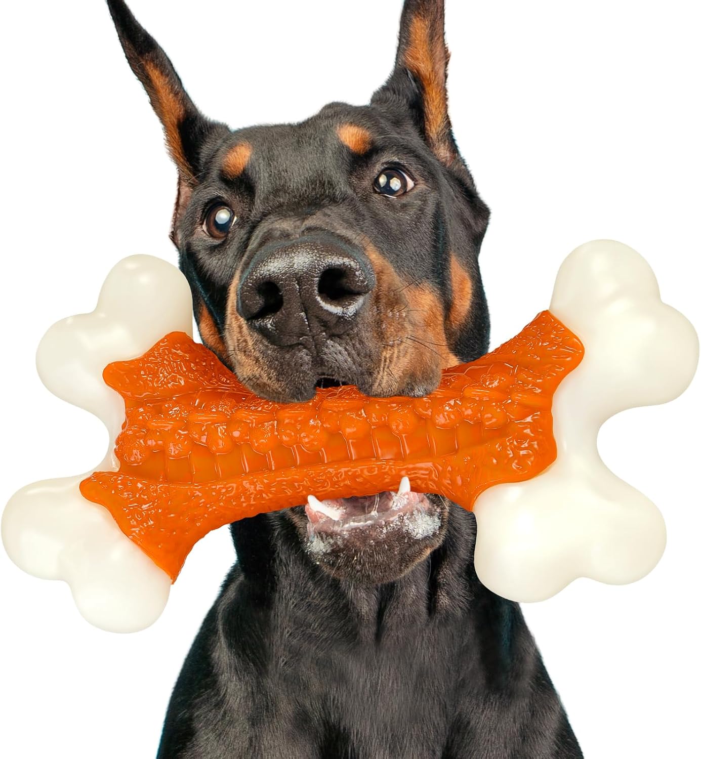 Dog Toys for Aggressive Chewers Large Breed, Tough Bones, Nylon Puppy Teething Chew Toys Medium Dogs, Heavy Duty Peanut Butter Flavor Toys