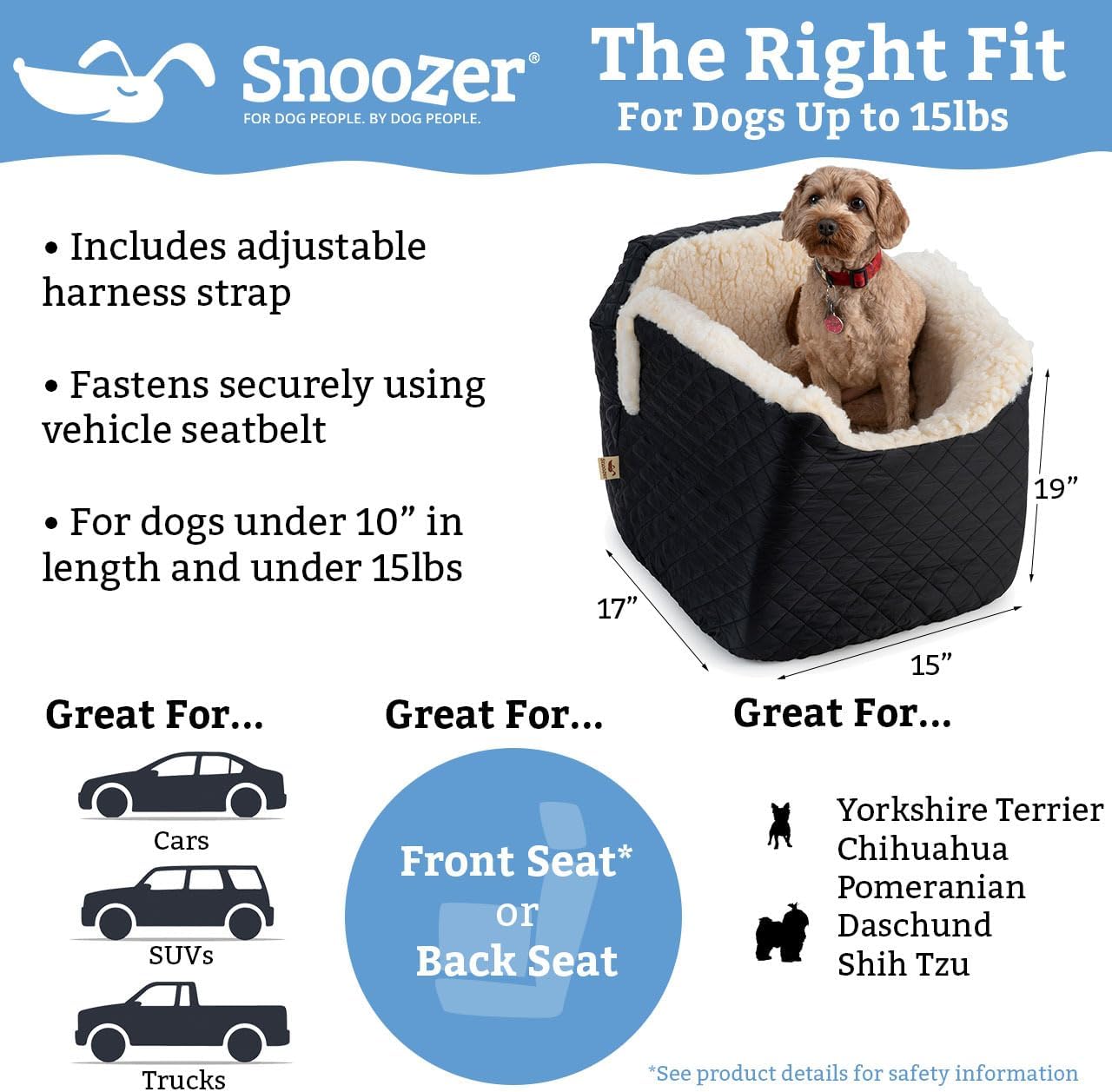 Snoozer Pet Products - Luxury Lookout I Dog Car Seat with Show Dog Microsuede, Small - Palmer Dove