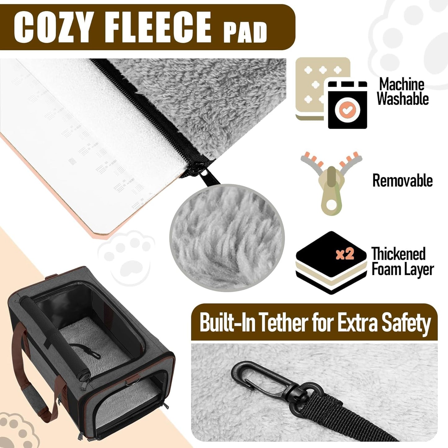 Small Dog Carrier Cage Soft Chihuahua/Softshell Big Cat Carrier Maine Coon/Pet Taxi Carrying Bag Over 25lbs / Top Loader Travel Kennel Brown