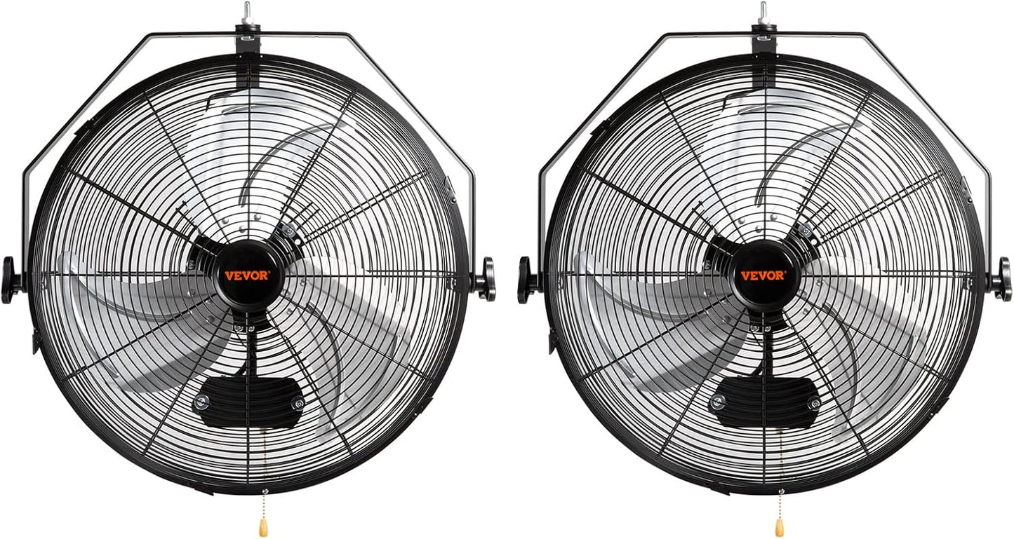 VEVOR Wall Mount Fan, 2 PCS 18 inch Waterproof, 3-speed High Velocity Max. 4000 CFM Industrial Wall Fan for Indoor, Commercial, Residential, Warehouse, Greenhouse, Workshop, Basement, Garage,Black