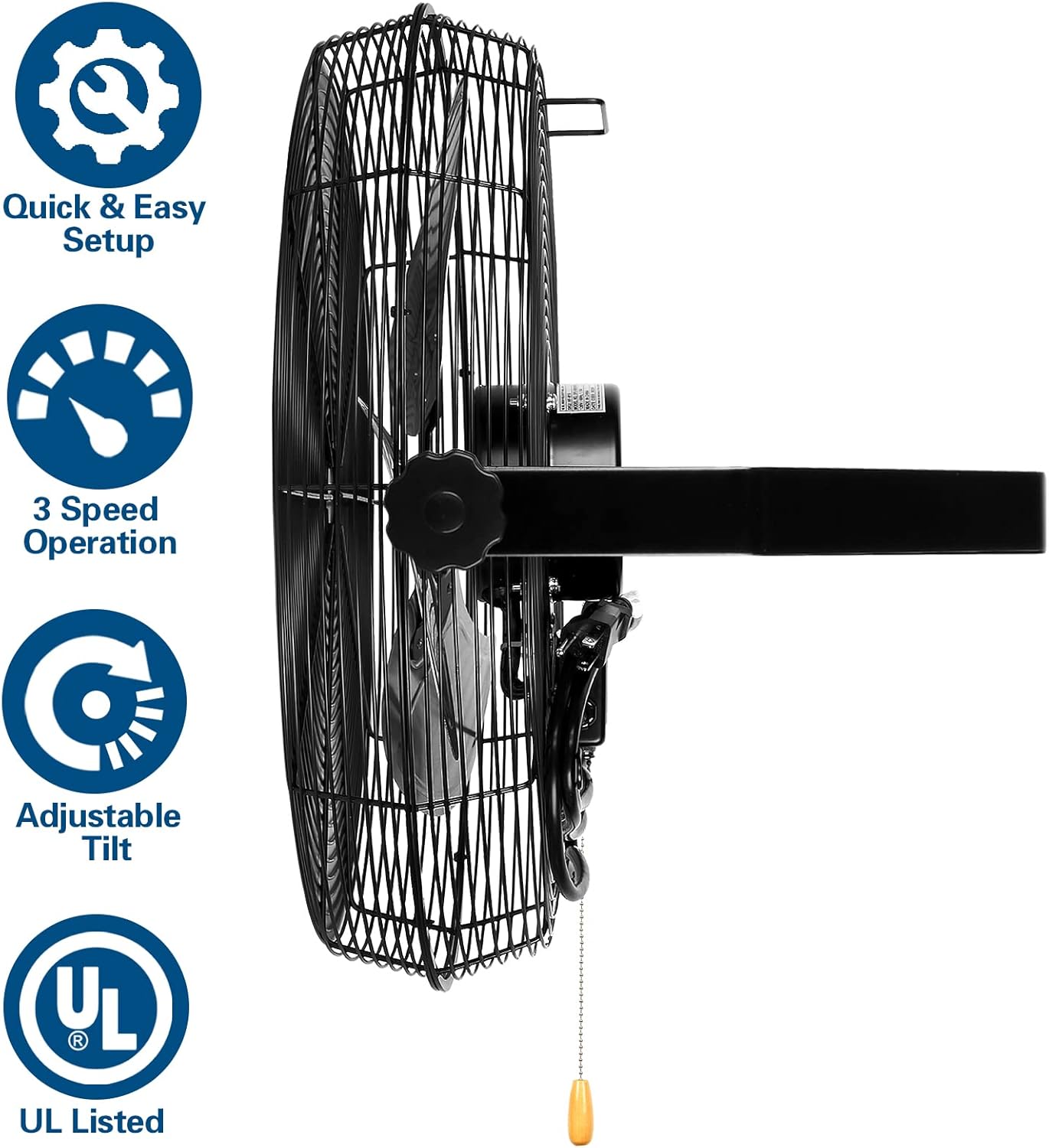 BILT HARD 20 inch Industrial Wall Fan, 4600 CFM, 3-Speeds High Velocity Wall Mount Fan with Sealed Motor, 2 Pack
