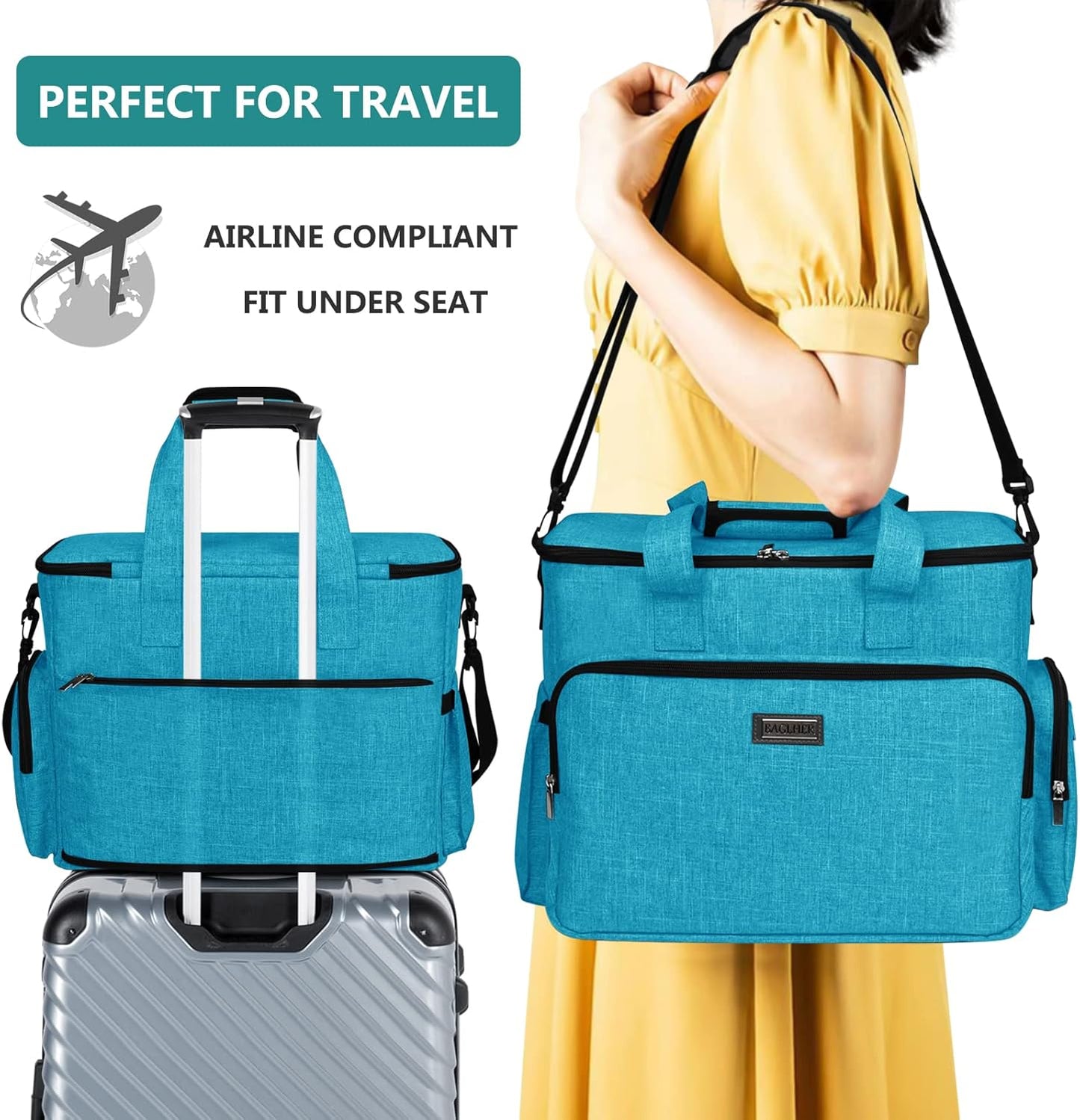 BAGLHER Dog Travel Bag, Pet Travel Bag (ALL Pet Travel Supplies), With 2 Pet Food Containers and 2 Collapsible Silicone Bowls; Essential Kits for Pet Travel Sky Blue