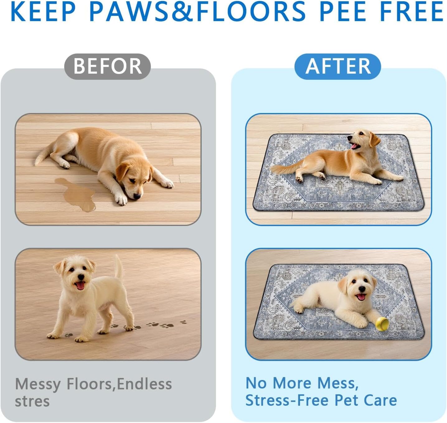 Washable Pee Pads for Dogs 2 Pack, Absorbent Reusable Puppy Pads Waterproof, Leakproof & Non-Slip Whelping Pad, Potty Training Pads for Dogs Playpen Mat 24x36