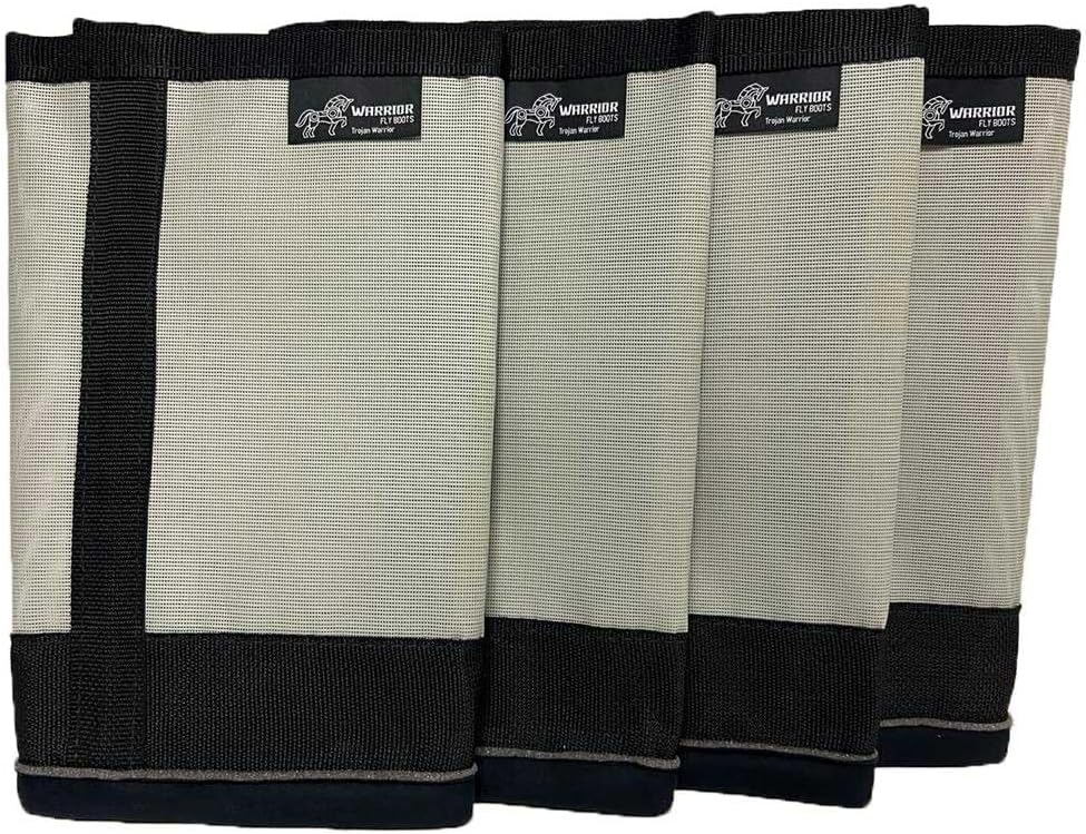 Warrior Fly Boots for Horses - Breathable Mesh Horse Boots for Fly Protection & Leg Comfort - Set of 4 (Trojan Warrior, Gray)