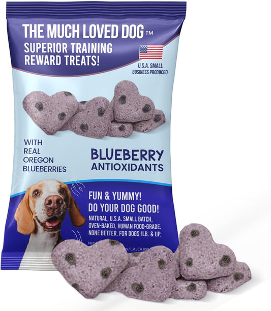 The Much-Loved Dog!™ Blueberry Dog Treats – Natural Biscuits for Small Dogs & Large Breeds – Healthy Puppy Treats for Small Dogs Made in USA, Soft Training Snacks for All Breeds (1 Pack, Blueberry)
