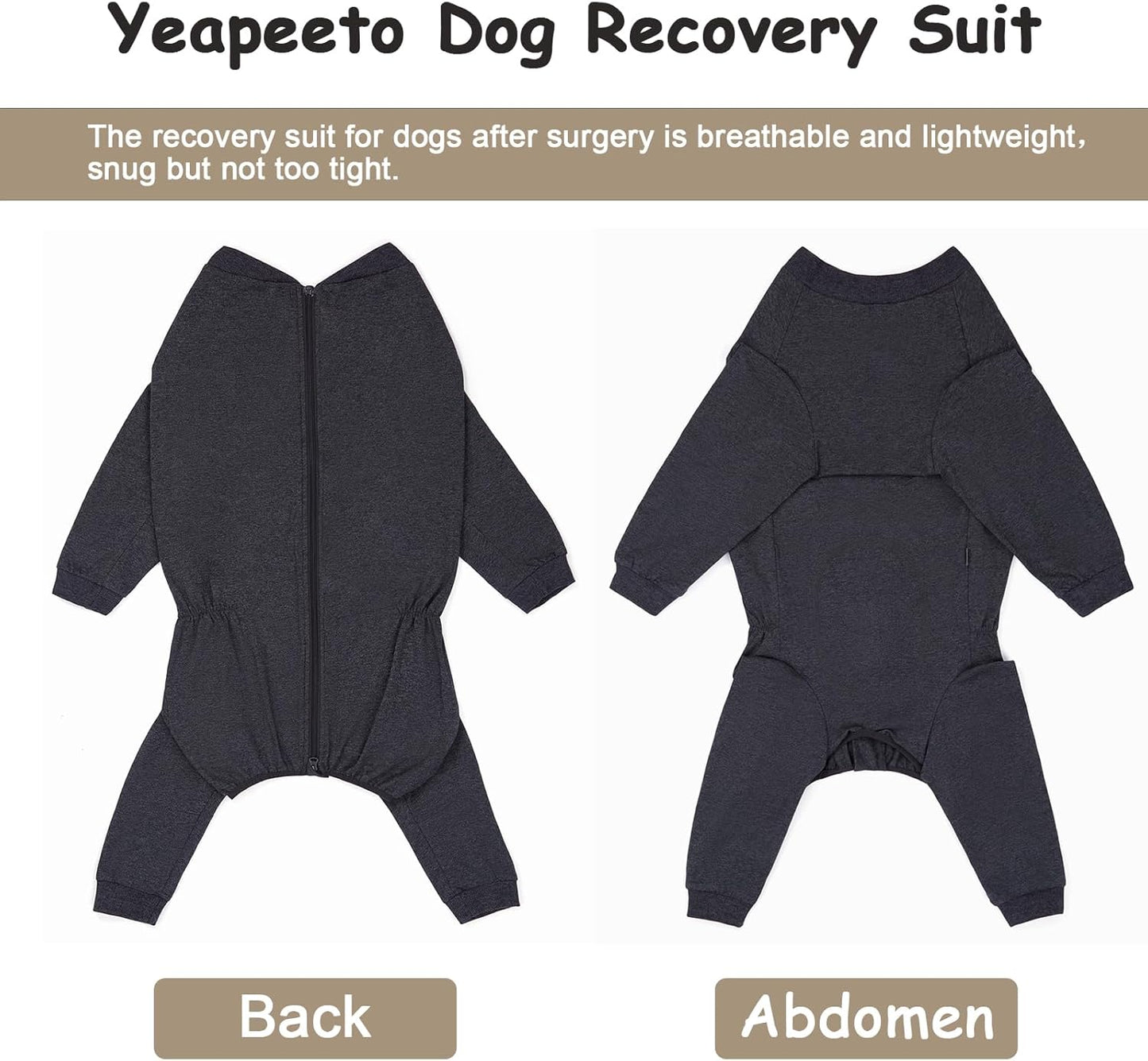 Yeapeeto Dog Onesie Surgery Recovery Suit for Large Medium Bodysuit Dogs Pajamas PJS Full Body for Shedding, Prevent Licking, Wound Protection, Cone Alternative(6XL,Dark Grey)