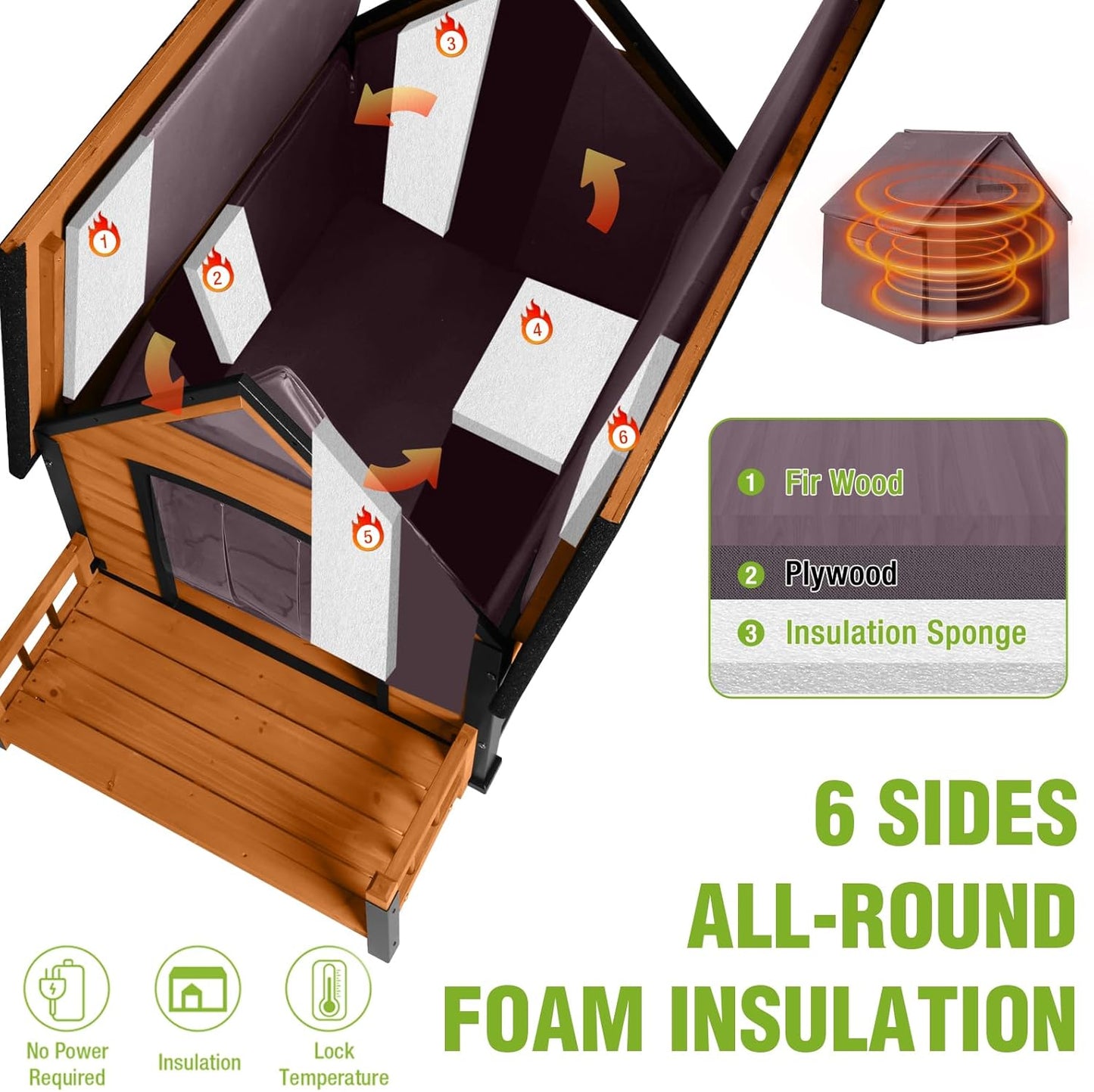 Dog House Outdoor Insulated, Sturdy & Warm Winter Puppy Shelter, 45" L Large Dog Kennel with Chew-Proof Iron Frame, Suitable for Small to Large Dogs(Brown)