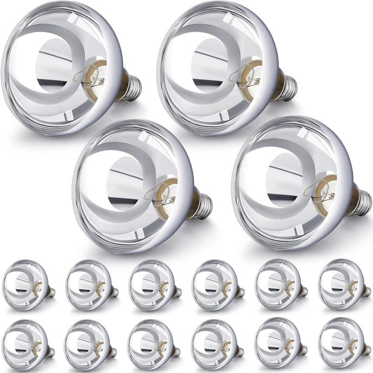 VIHOSE 16 Pack 250 Watt Heat Lamp 120v R40 Heat Lamp Bulbs Glass Incandescent Light Bulbs Incandescent Heating Lightbulbs for Reptiles Chicks Food Puppies Bathroom, Use E26 Base (Silver)