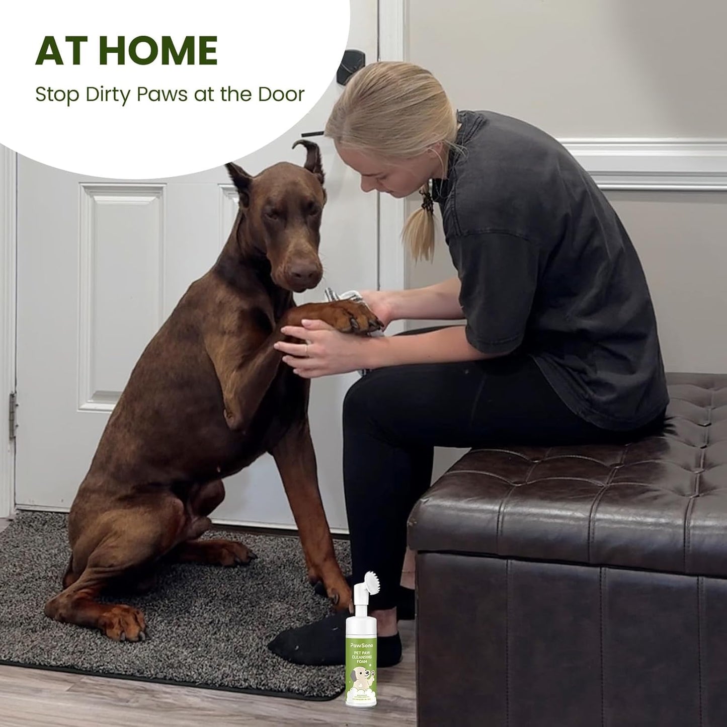 Paw Cleaner for Dogs & Cats, No-Rinse Foaming Pet Foot Washer with Built-in Scrubber Brush for Dirty, Muddy Paws – Suitable for Small, Medium & Large Dogs, Puppies, Kittens (5 fl oz)