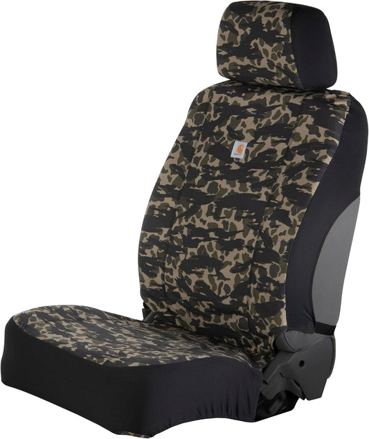 Carhartt Universal Nylon Duck Canvas Fitted Bucket Seat Cover, Durable Seat Protection with Rain Defender, Single, Blind Duck Camo