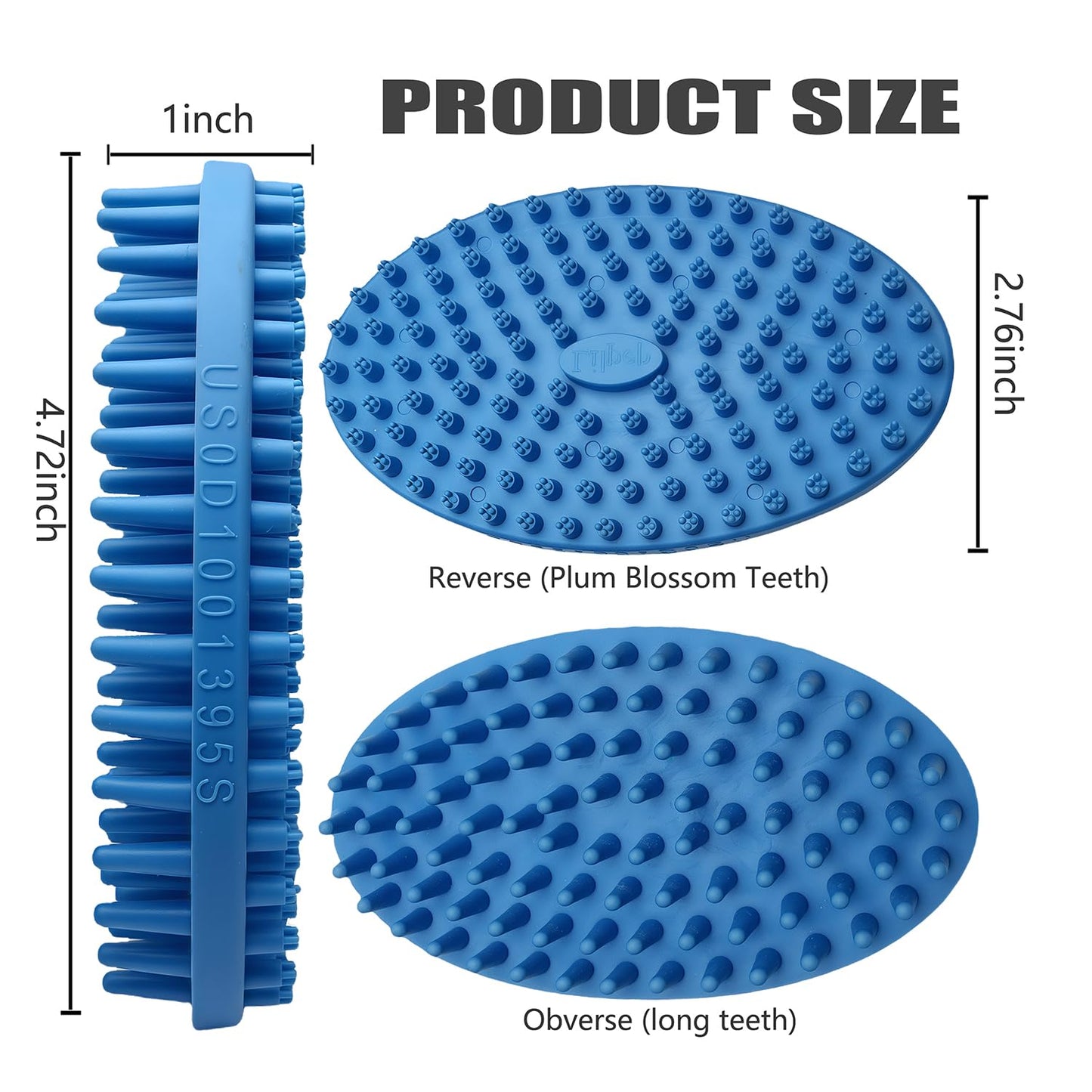 Dog Grooming Brush, Lilpep Pet Shampoo Bath Brush Soothing Massage Rubber Comb with Adjustable Ring Handle for Long Short Haired Dogs and Cats (2 pale blue, 2 sided brush)