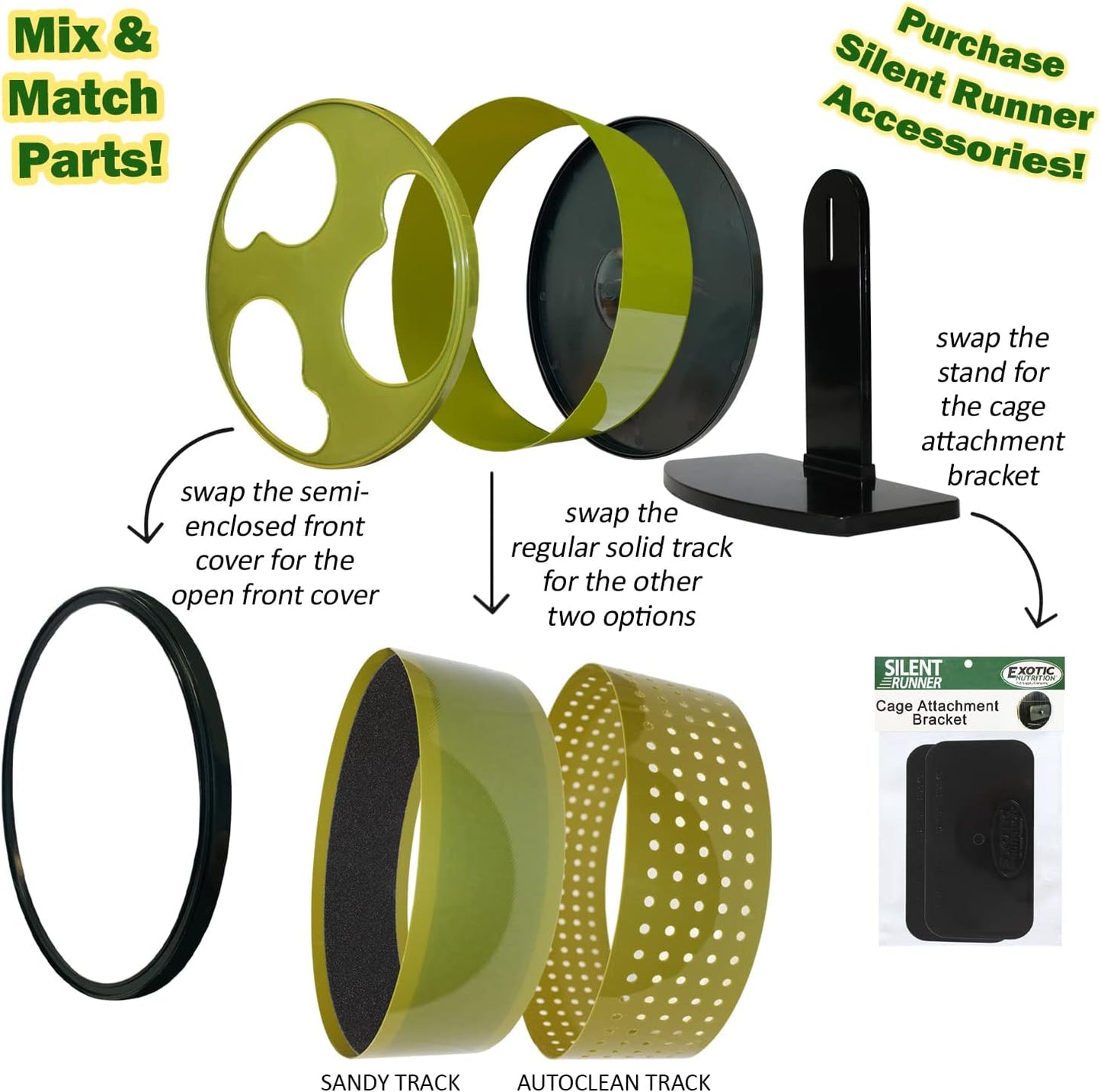 Silent Runner 12" Wide + Cage Attachment - Silent, Fast, Durable Exercise Wheel - Sugar Gliders, Degus, Rats, Hedgehogs, Prairie Dogs & Small Pets