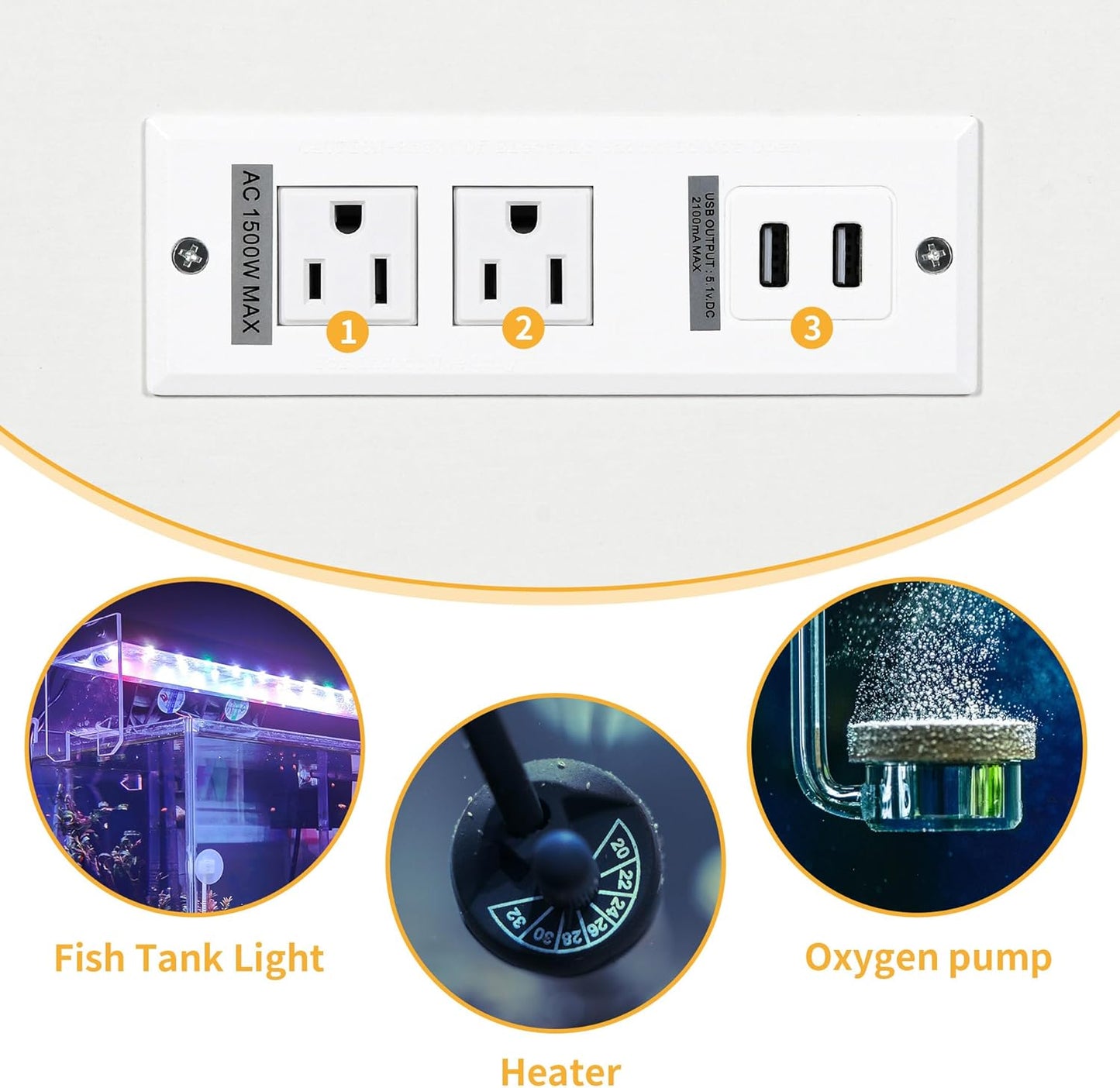 DWVO 20-29 Gallon Aquarium Stand with Power Outlets & LED Light, Cabinet for Fish Tank Accessories Storage - Metal Stand Suitable for Turtle Tank, Reptile Terrarium, 350LBS Capacity, White
