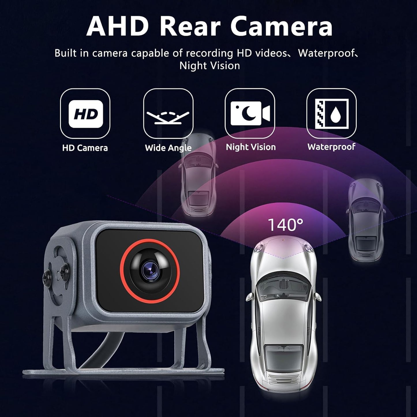 Hodozzy Backup Camera Monitor System,10.1 Inch IPS Reversing Monitor, 5 Split Screen with Five Waterproof Camera,IP68 Waterproof,Night Vision, Hard-Wired Backup Camera for Trucks/Bus/Trailer/RV