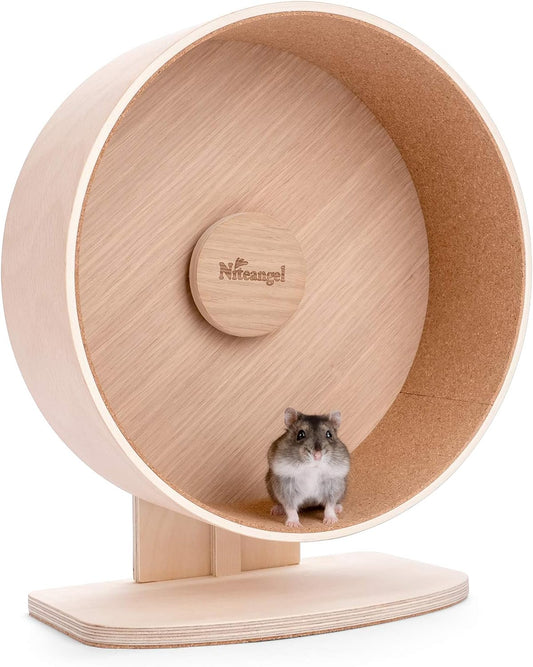 Niteangel Wooden Hamster Exercise Wheel: - Silent Hamster Running Wheel for Hamsters Gerbil Mice and Other Similar-Sized Small Pets (M)