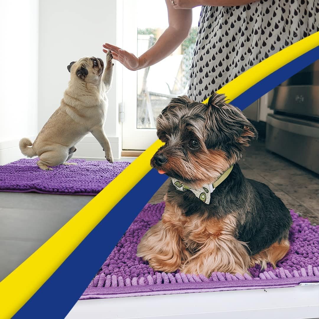 Muddy Mat® Original Dog Door Mat for Muddy Paws, Super Absorbent Microfiber, Non-Slip Washable Pet Rug, Quick Dry Chenille Entryway Carpet, Machine Washable Indoor Outdoor mat, Purple 19"x30"