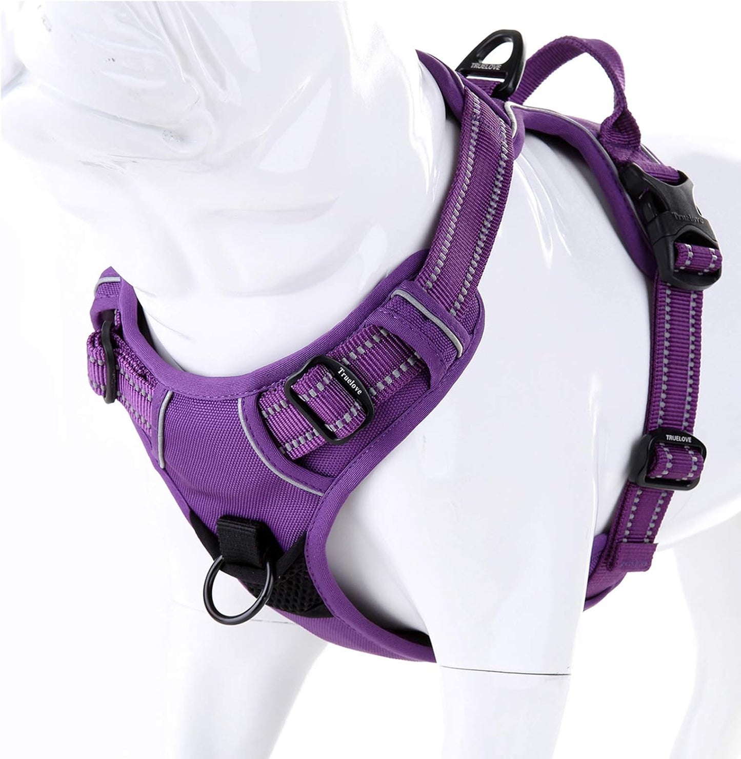 Truelove No Pull Dog Harness with Easy Control Handle and 2 Leash Attachments,Reflective Adjustable Pet Vest
