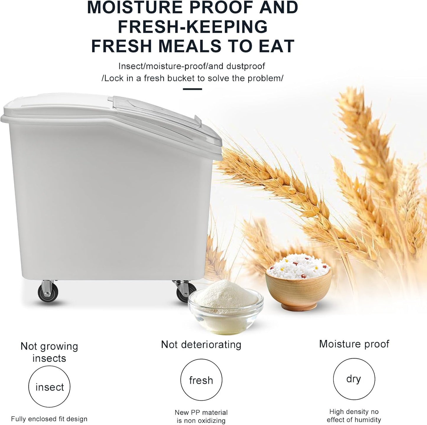 Ingredient Storage Bin,26 Gallon Dispenser Bin with Scoop for Dry Food, Sugar, Baking Supplies,Kitchen Rice Cereal Flour Bin,BPA Free,Pet Food Storage Container,Dog Cat Birds Food (26 Gallon)