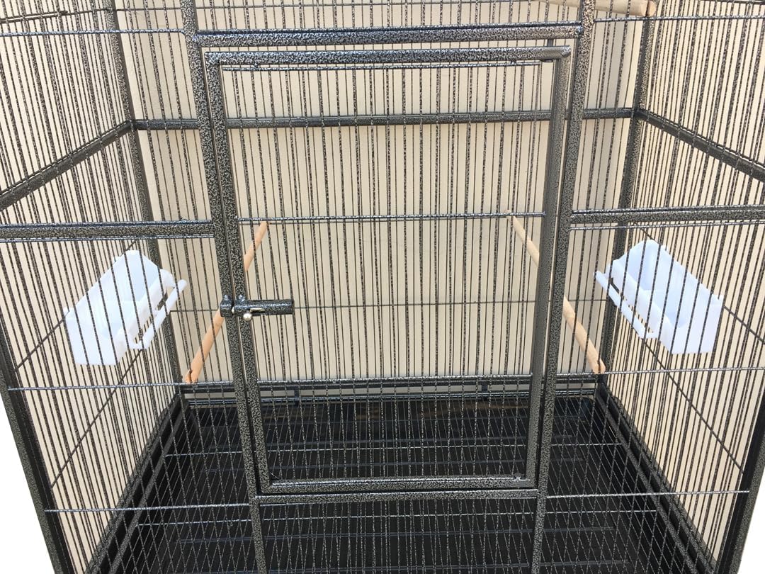 Large Double Stacker Breeding Flight Bird Wrought Iron Double Parrot Bird Separate Breeder Cages Side Nesting Box Doors Easy to Clean Bottom Grates and Trays Removable Rolling Stand