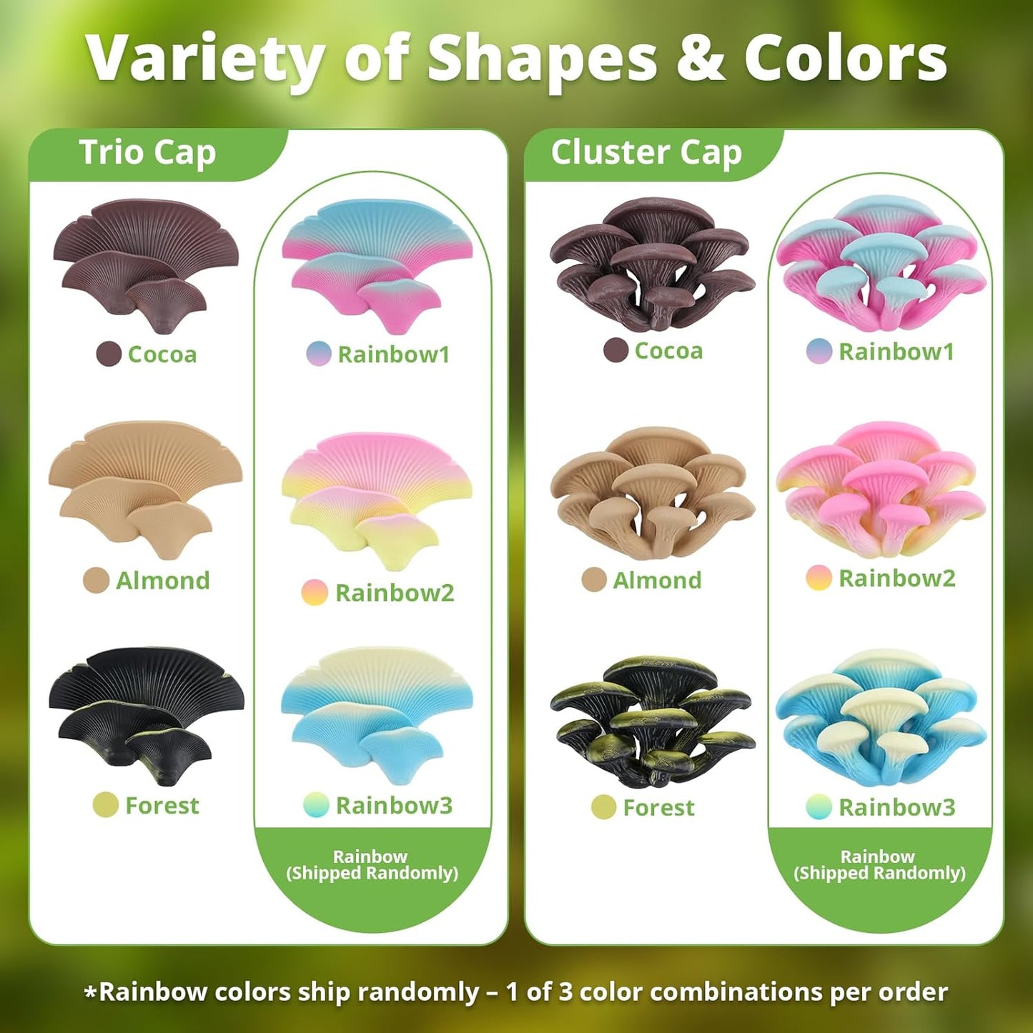 Mushroom Decor for Reptile Tank, Fish Tank, Pet-Safe Bearded Dragon Tank Accessories, Realistic Terrarium Plants for Leopard Geckos, Crested Geckos, Tree Frogs, Snakes (Almond, Trio Cap)