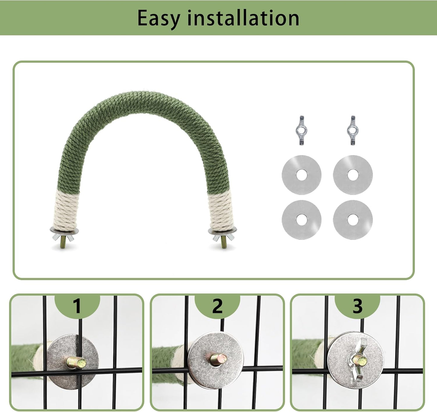 2 Pcs Bird Stand Perch U Shape Hemp Rope Green Wood Parrot Perches for Small Birds,Parakeets Macaw Cockatiels Conures Love Birds Finches,Bird Training Educational Stand Toys (Small-2 Pack)