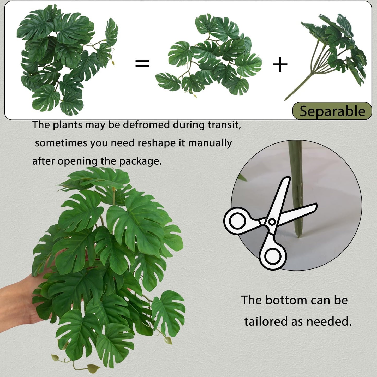 IBWell Fake Reptile Plants for Terrarium, Decor, Turtle Tank with Suction Cup