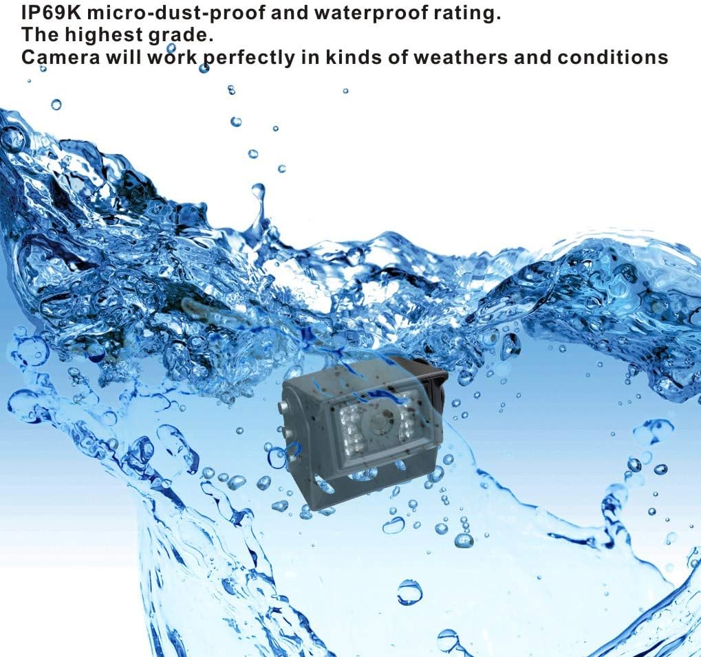 AHD 1080P 7" Reverse Rear View Backup Camera System, Camera with Night Vision Waterproof IP69K Vibration-Proof 10G for Tractor/Truck/Bus/Motorhome/Excavator/Caravan/Skid Steer/Harvester